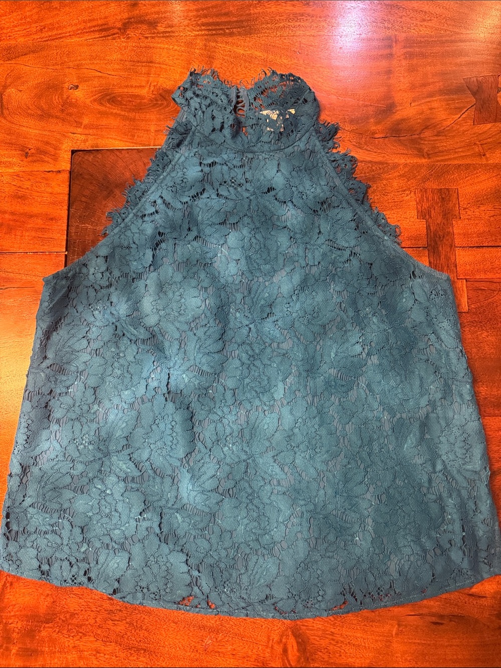 Diane Von Furstenberg Teal Lace Halter Camisole
